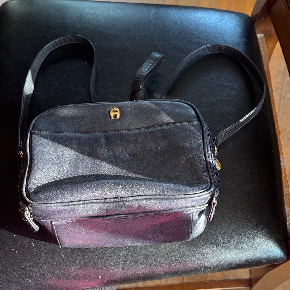 Etienne Aigner Black Leather Belt Bag